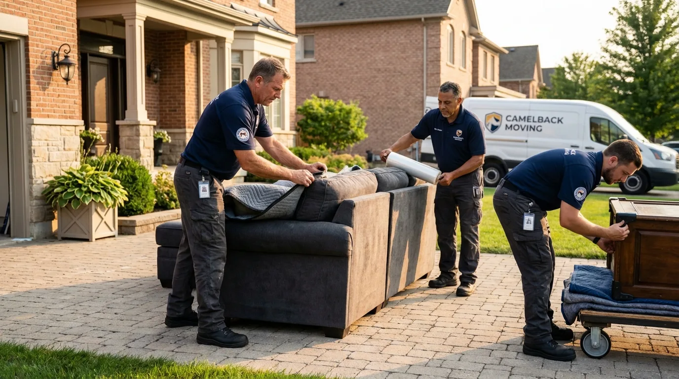 Large estate moving crew wrapping furniture in New Roads, LA
